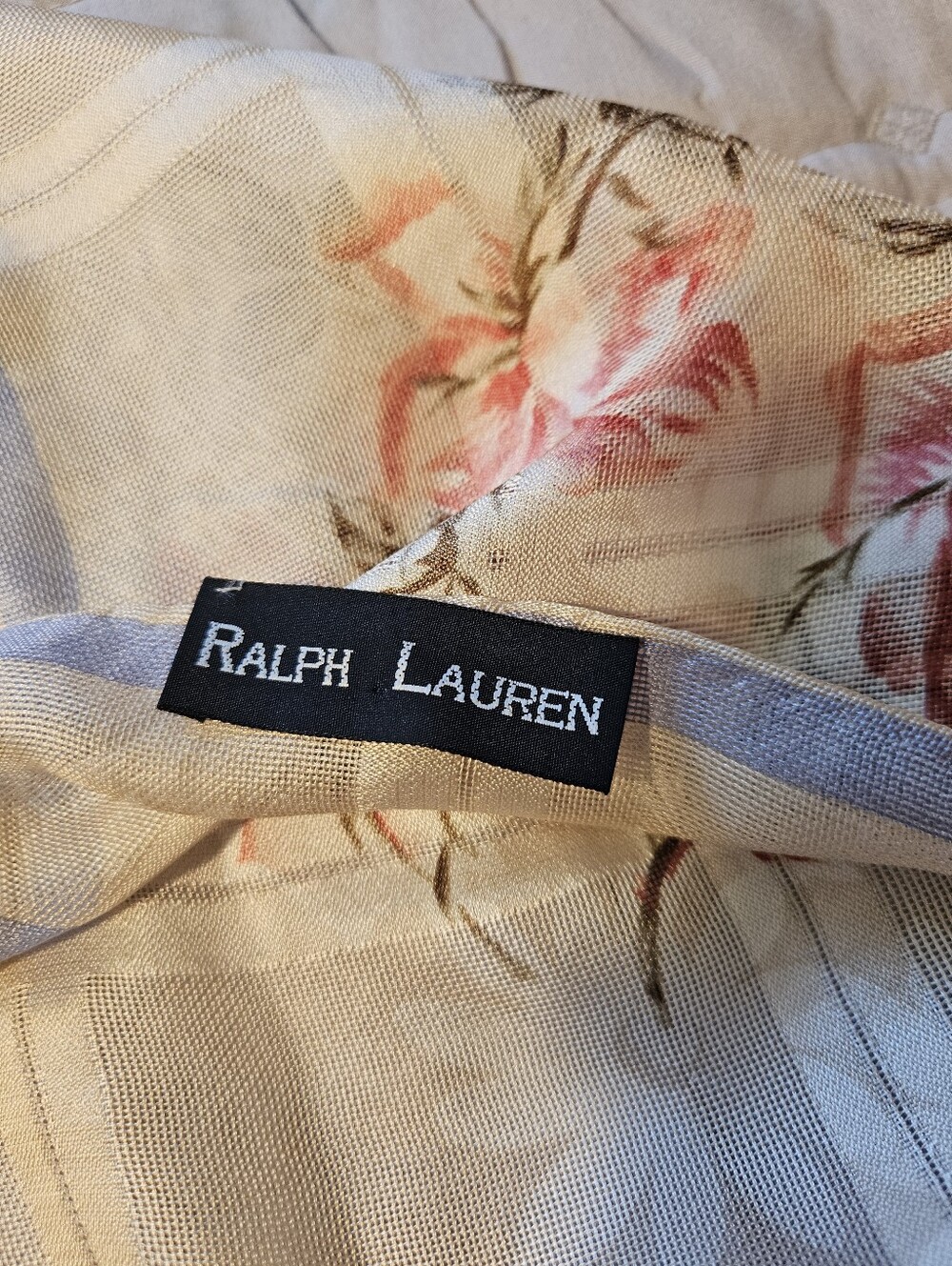 Ralph Lauren Floral Cream and Pink Scarf
